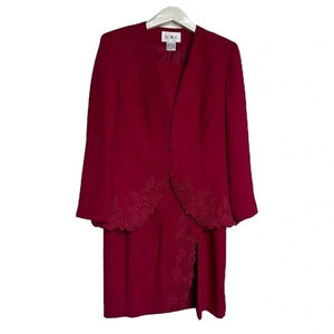 G.M.I. 14 red‎ formal 3 piece skirt blazer & dickie suit
